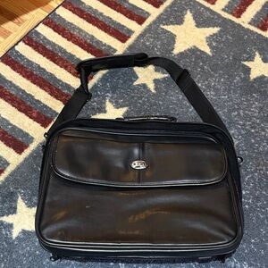 ICON Black Leather Laptop Bag